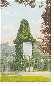 Lexington Ma Revolutionary Soldiers Monument Postcard P9184