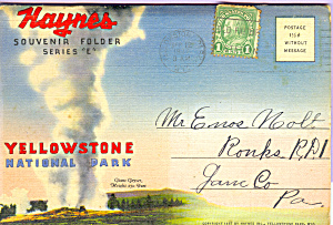 Yellowstone National Park Wy Souvenir Folder Sf0384