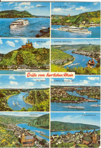 Rhine River Multiviews German Postcard V0188
