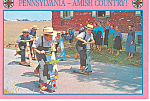 Amish Boys on Scooters Postcard cs0913