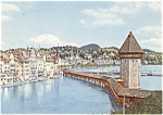 Harbor Scene Luzern Switzerland Postcard p0784