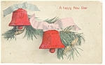 New Years Postcard with Bells and Pines 1908 p10446