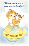 Cute Kitten on a Sunday School Postcard p13339