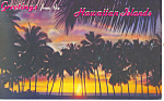 Sunset Through Palms Hawaii Postcard p15062