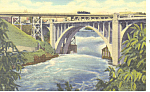 Monroe Street Bridge Spokane WA Postcard p18588