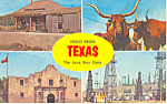 Hello from Texas Four Views Postcard p19396