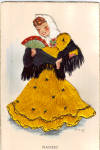 Embroiderd Dancing Girl Postcard p27504