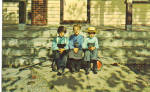 Amish Children in Front of  Schoolhouse Steps p28811