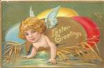 Easter Postcard Girl Emerging from Egg p37284 1910