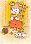 Little Girl Knitting Postcard p4696