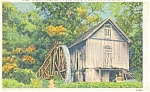 Grist Mill with Water Wheel Postcard Linen p4833