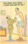 Army Physical Exam Comical Linen Postcard p5873