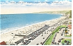 Bathing Beach Santa Monica CA Linen Postcard p7608