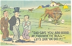 Throwin The  Bull Comic Postcard p9723