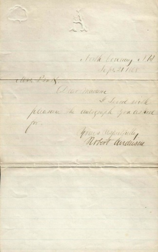 Autograph, General Robert Anderson
