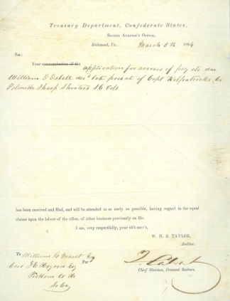 Application For Money Due To A Dead Confederate Soldier