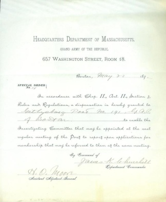 Special Orders, Gettysburg Post 191 G.a.r.