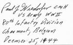 Autograph, Master Sergeant Paul J. Wiedorfer, U.S. Army