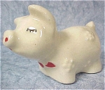 1930s/1940s Miniature Pottery Pig, 1 5/8" high.  Light glaze craze, light stain on tush, otherwise excellent. 