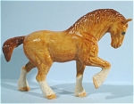 K6061a Walking Chestnut Draft Horse, about 2.4" high, new porcelain miniature. 