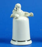 Klima K4341 Poodle Thimble, about 1.4" high.  New porcelain miniature. 