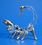 Blown Glass with Gold Trim Miniature Scorpion, 1 5/8" high. New figurine. 