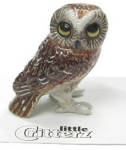 LC567 little Critterz Saw-Whet Owl named Sawyer, about 1 1/4" high.  New porcelain miniature. 