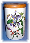 Lovely Portmeirion China Kitchen Canister. The Beautiful and very Colorful design is 'Woody Nightshade', also known in england as 'Deadly nightshade'. The canister is just over 7 inches tall and 4 1/8...
