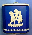 This biscuit tin has a hinged lid with a handel.  It has a wedgewood inspired raised design.  The tin shows wear and some rust and one dent on the side. Because of their beautiful (and highly collecta...