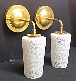 Vintage Glass Wall Sconces In Textured White