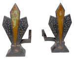 Click here to enlarge image and see more about item 212082328: DECO ANDIRONS PAIR OF FIREPLACE ANDIRONS