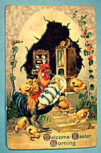 Welcome Easter Morning Postcard with Eight Baby Chicks (Image1)