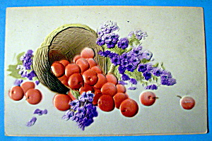 Best Wishes Postcard w/Apples & Purple Flowers (Image1)