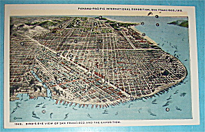 Bird's Eye View Of San Francisco & Exposition Postcard