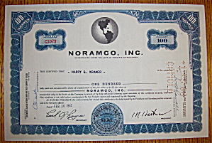 1962 Noramco Incorporated 100 Shares Stock Certificate