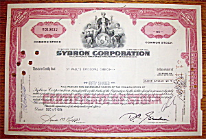 1974 Sybron Corporation Stock Certificate