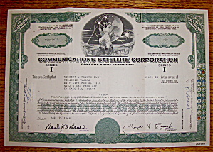 1968 Communications Satellite Corporation Stock