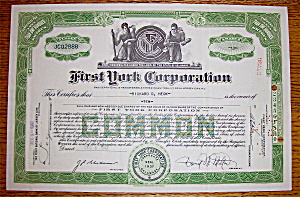 1947 First York Corporation Stock Certificate