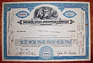1967 Signode Steel Strapping Company Stock Certificate
