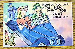 Wife And Husband Driving In A Car Postcard