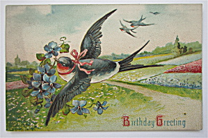 Bird Flying With Flower In Mouth Postcard (Image1)