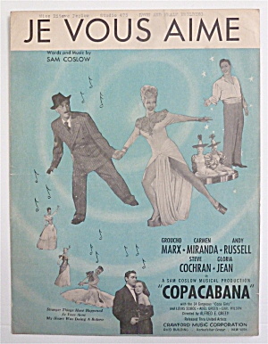 Sheet Music For 1947 Je Vous Aime
