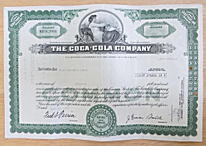 1977 The Coca Cola Company Stock Certificate (Image1)