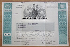 1983 Atlas Corporation Stock Certificate