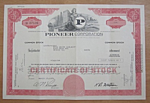 1976 Pioneer Corporation Stock Certificate