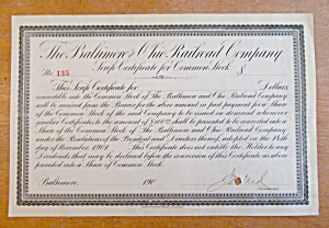 1900 Baltimore & Ohio Railroad Co Stock Certificate