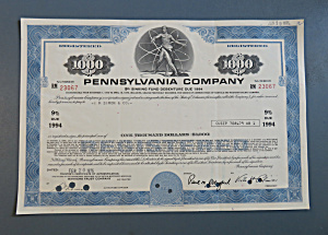 1975 Pennsylvania Company Stock Certificate