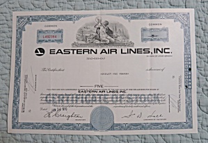 1970 Eastern Air Lines Inc Stock Certificate