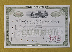 1956 Baltimore & Ohio Railroad Co Stock Certificate