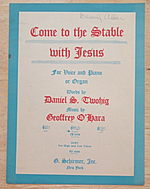 1950 Come To The Stable With Jesus Sheet Music